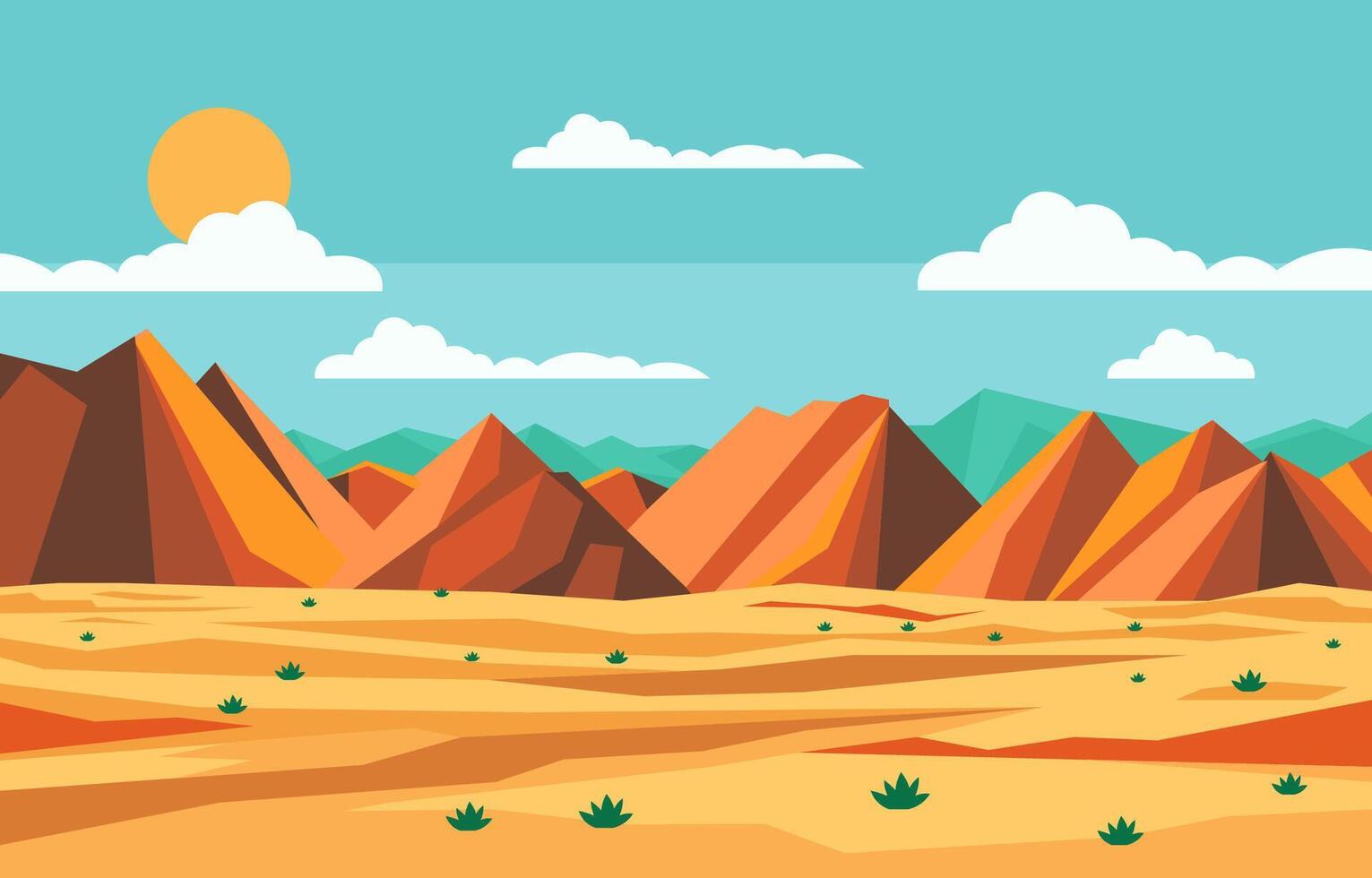 plano diseño ilustración de rock Roca en árabe Desierto con Dom en soleado día vector