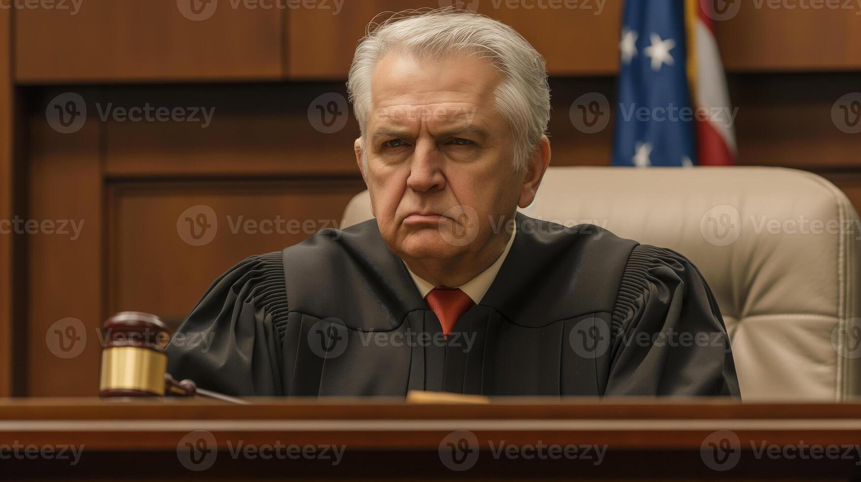 AI generated Judging with Conviction, The Power of Justice, A Middle Aged Judge with a Gavel, Generative AI photo