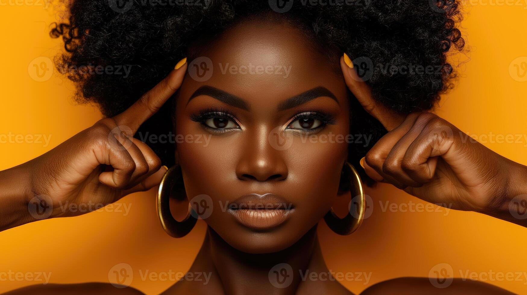 AI generated Unapologetically Beautiful, Effortlessly Chic, Confident Young Black Woman Posing with Style, Generative AI photo