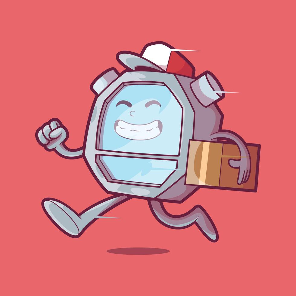 Stopwatch character making a delivery vector illustration. Work, time, delivery design concept.