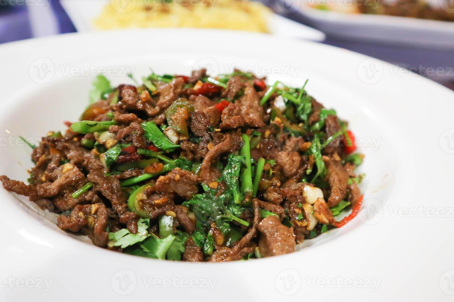 stir fried beef with caraway or stir fried beef with vegetable photo