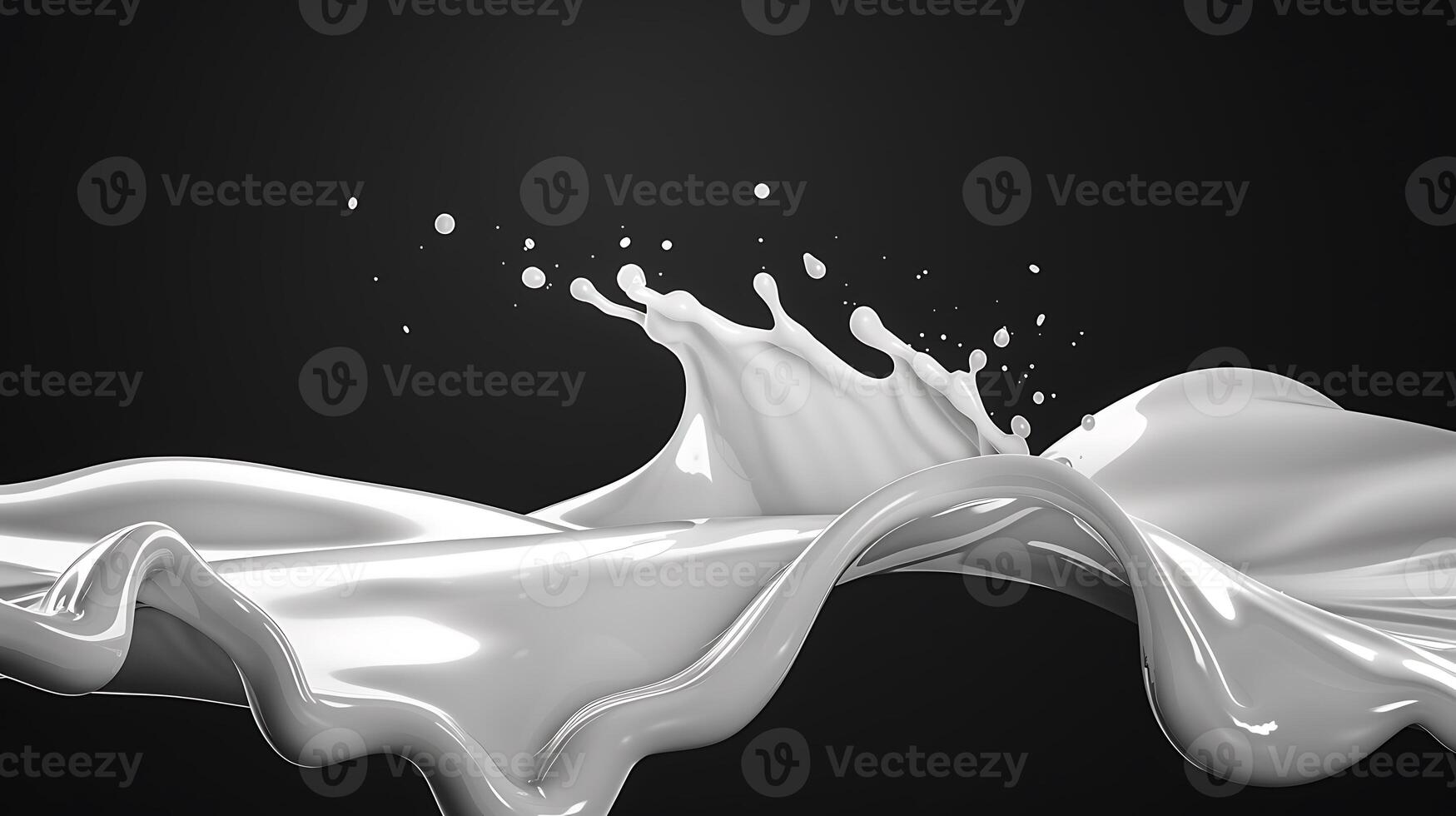 AI generated milk or white liquid splash isolated on black background photo