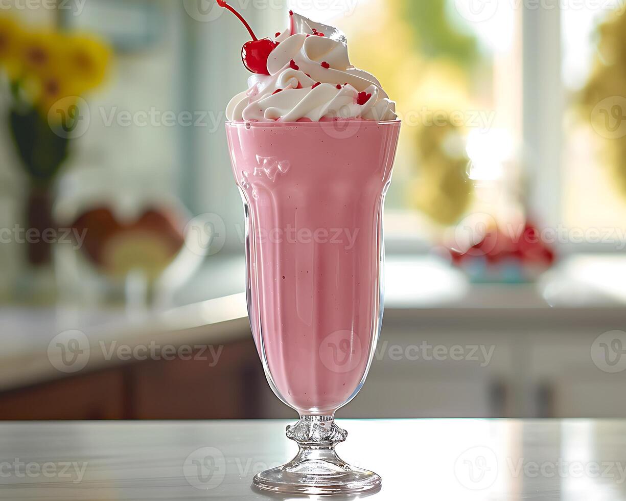 AI generated strawberry smoothie milkshake photo