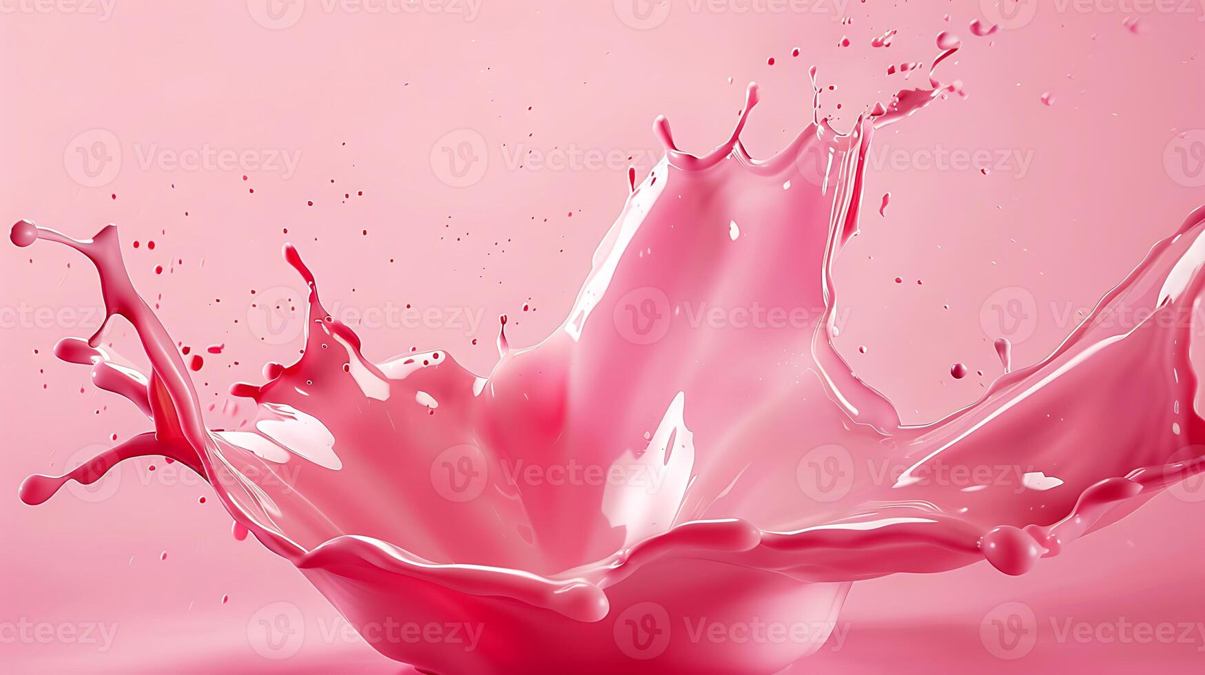 AI generated Splash of pink milk or pink cream isolated on pink background. photo