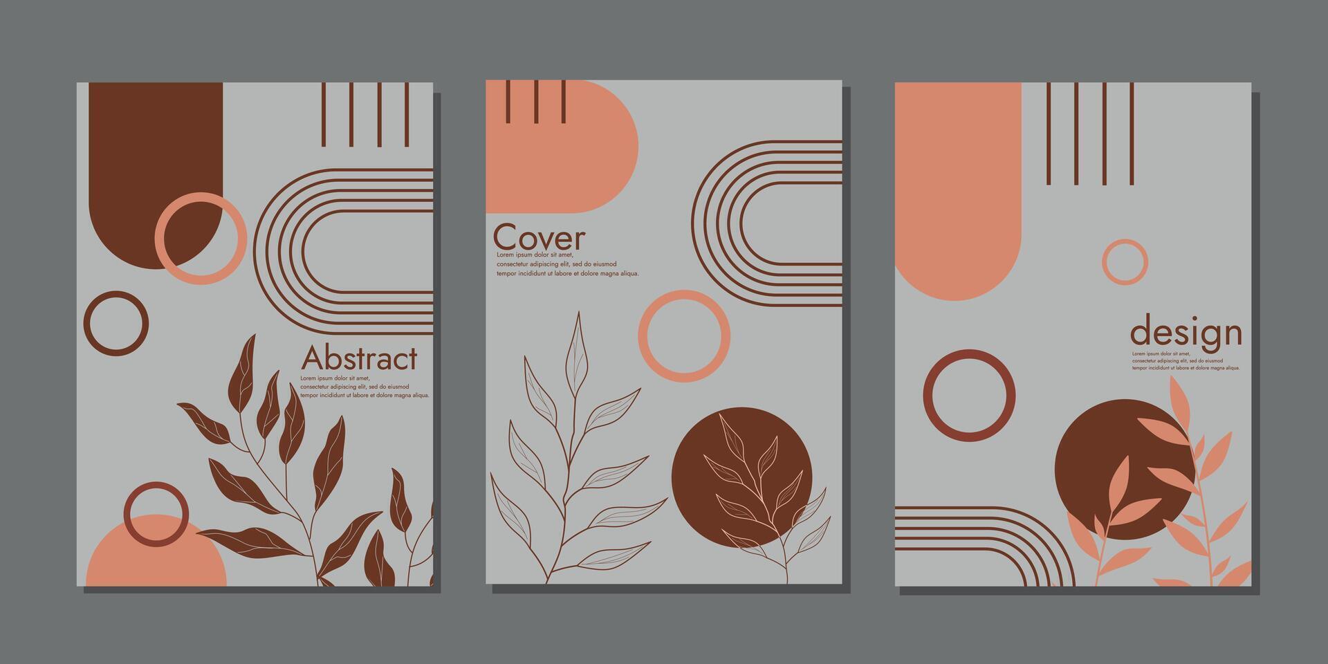 annual report cover set. Hand draw template leaves and line art background and abstract shape. Abstract Plant Art design for Brochure, AnnualReport, Magazine, Poster, Corporate Presentation, Flyer vector