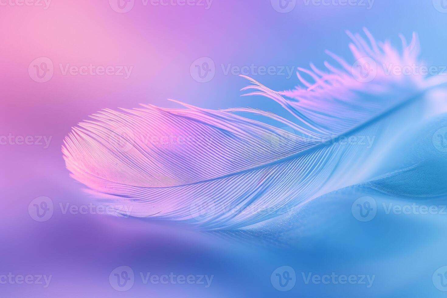 AI generated Close-up of a delicate feather against a soft, blurry background. photo