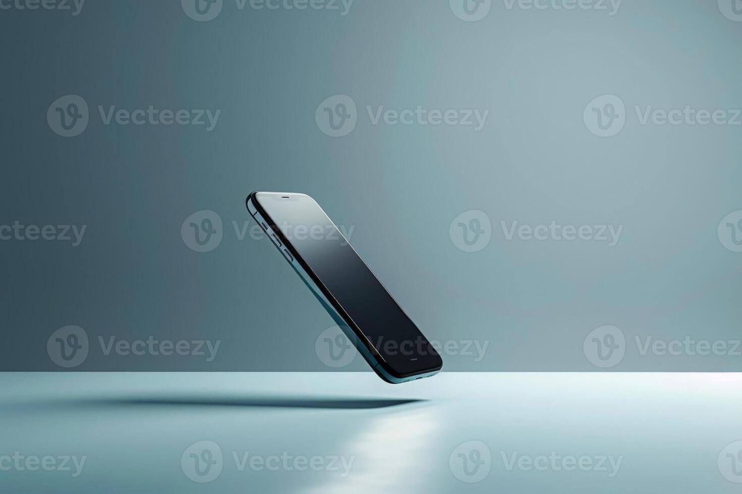 AI generated A sleek modern smartphone hovering gracefully in the air, exuding a sense of lightness and elegance. photo