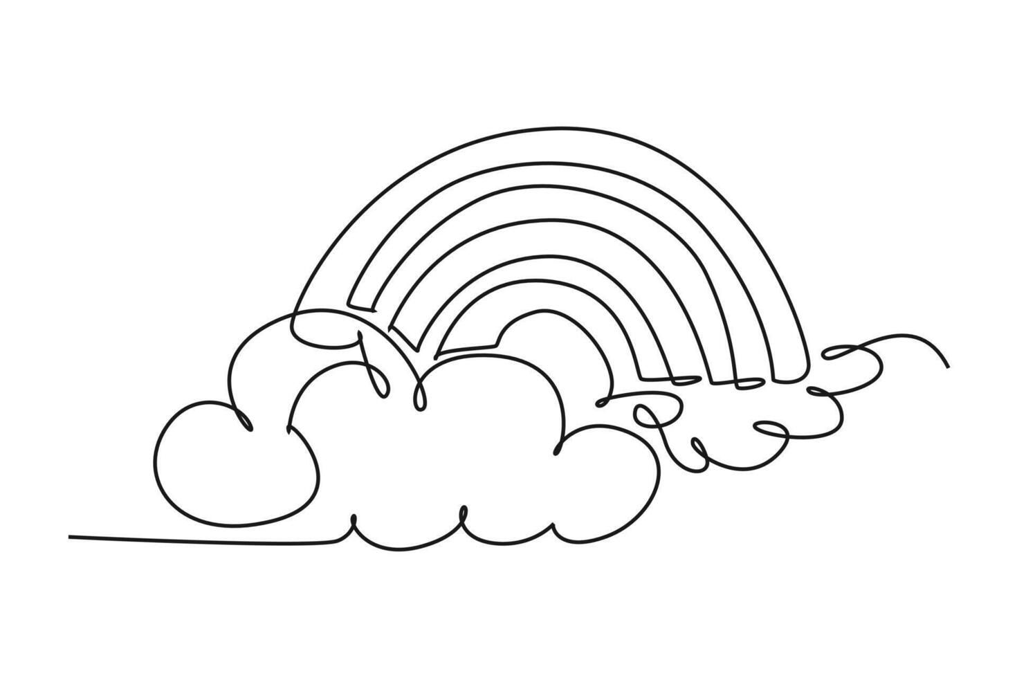 One continuous line drawing of Cute weather phenomena concept. Doodle vector illustration in simple linear style.