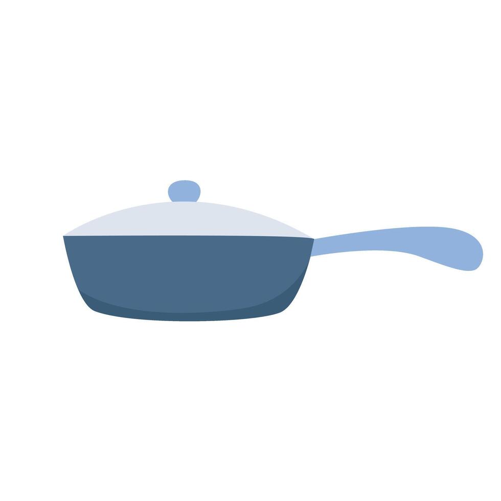 Frying pan with lid clip art vector graphics