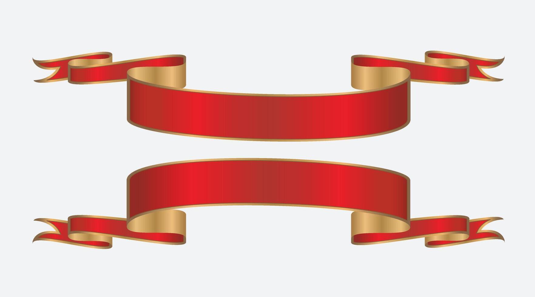 Red ribbons with gold collection vector