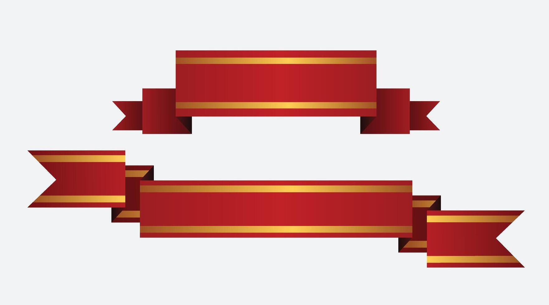 Red ribbons with gold collection vector