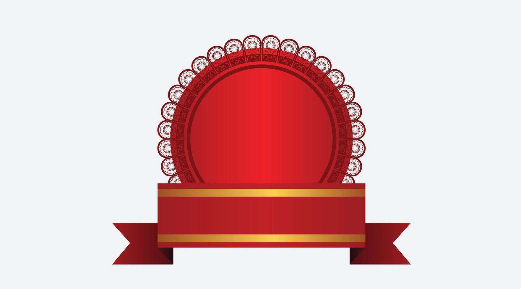 Red ribbons with gold collection vector