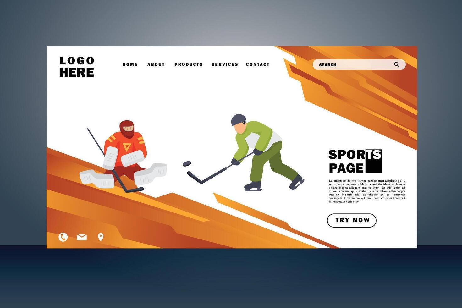 deporte aterrizaje página plano diseño vector