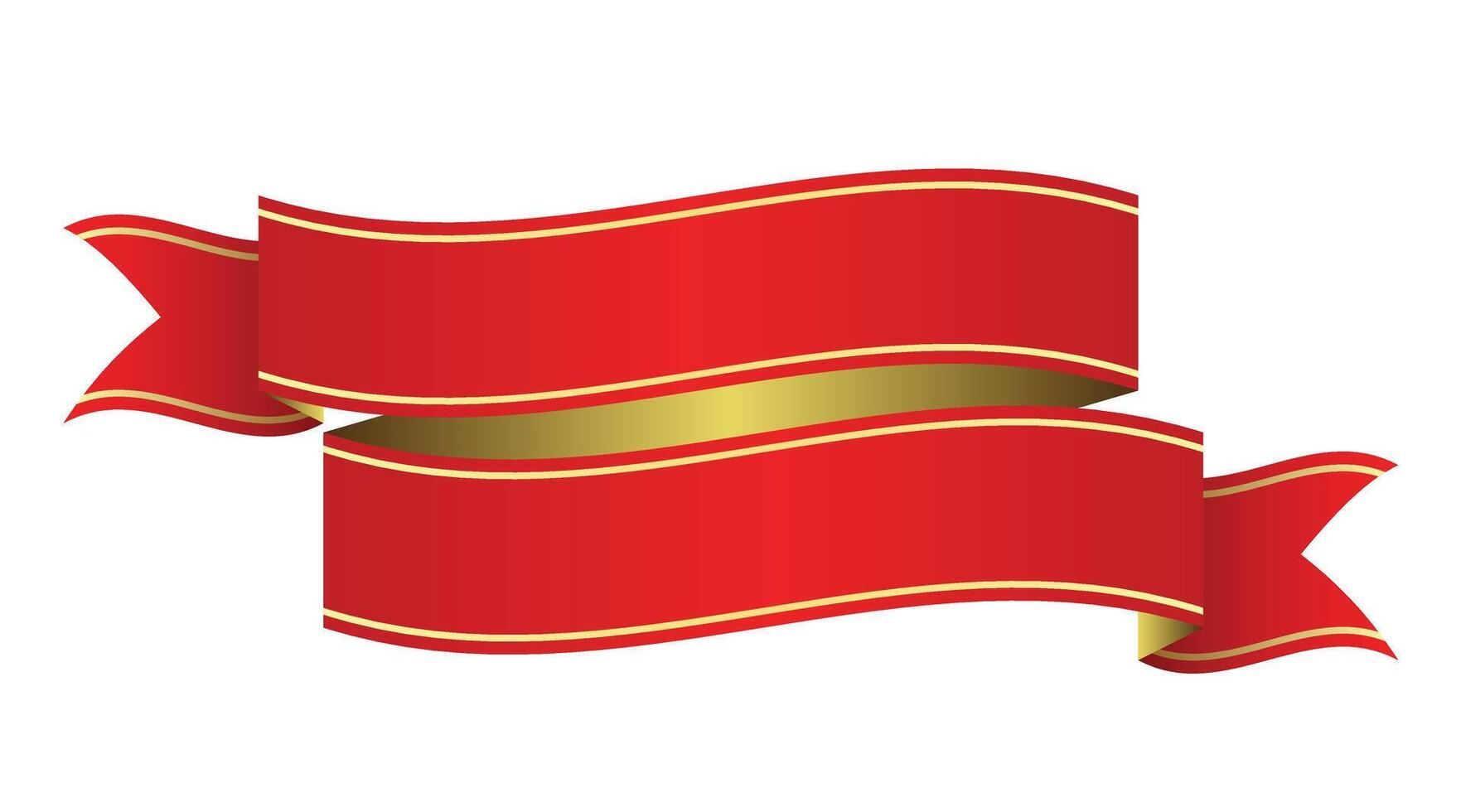 Red ribbons with gold collection vector