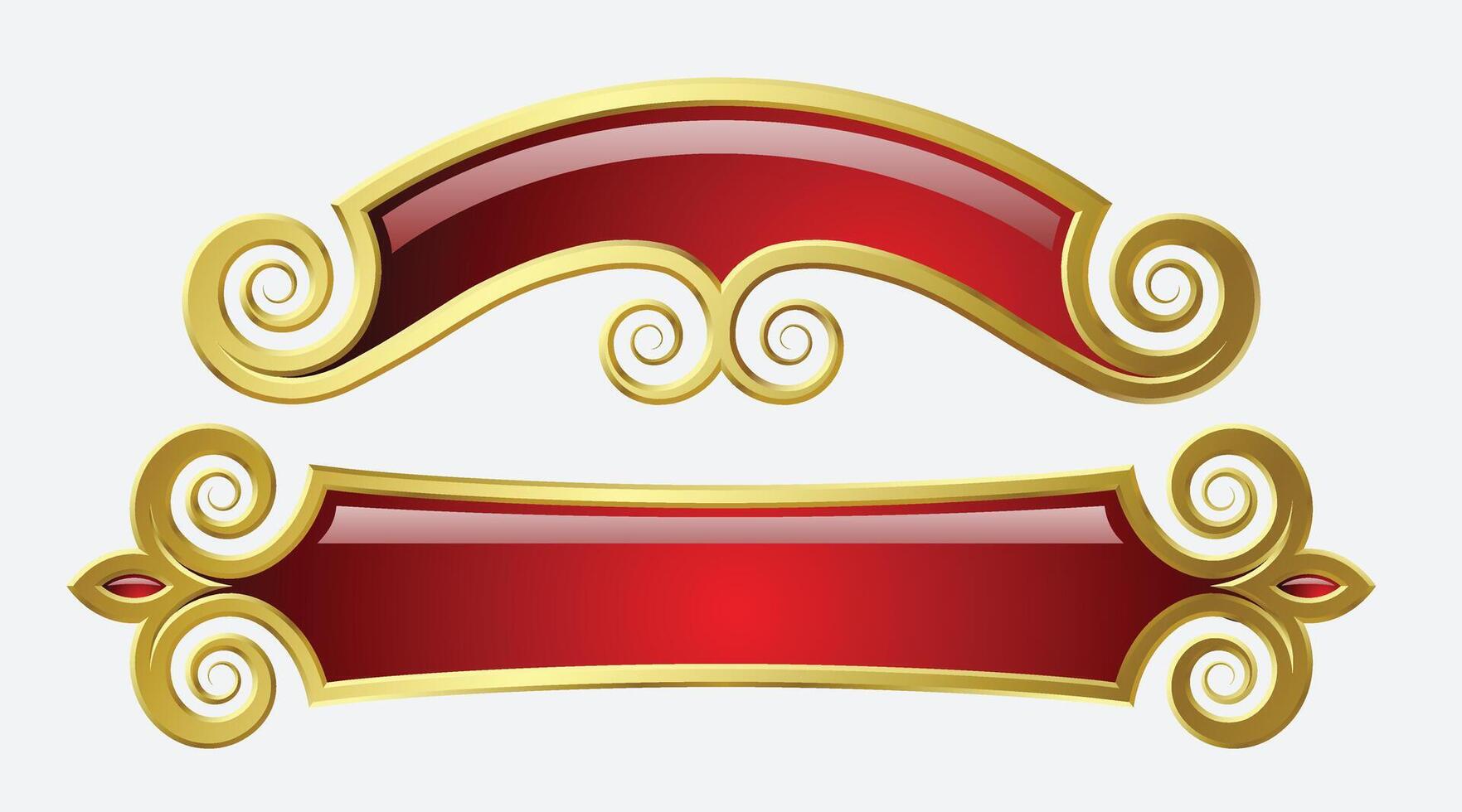 Red ribbons with gold collection vector
