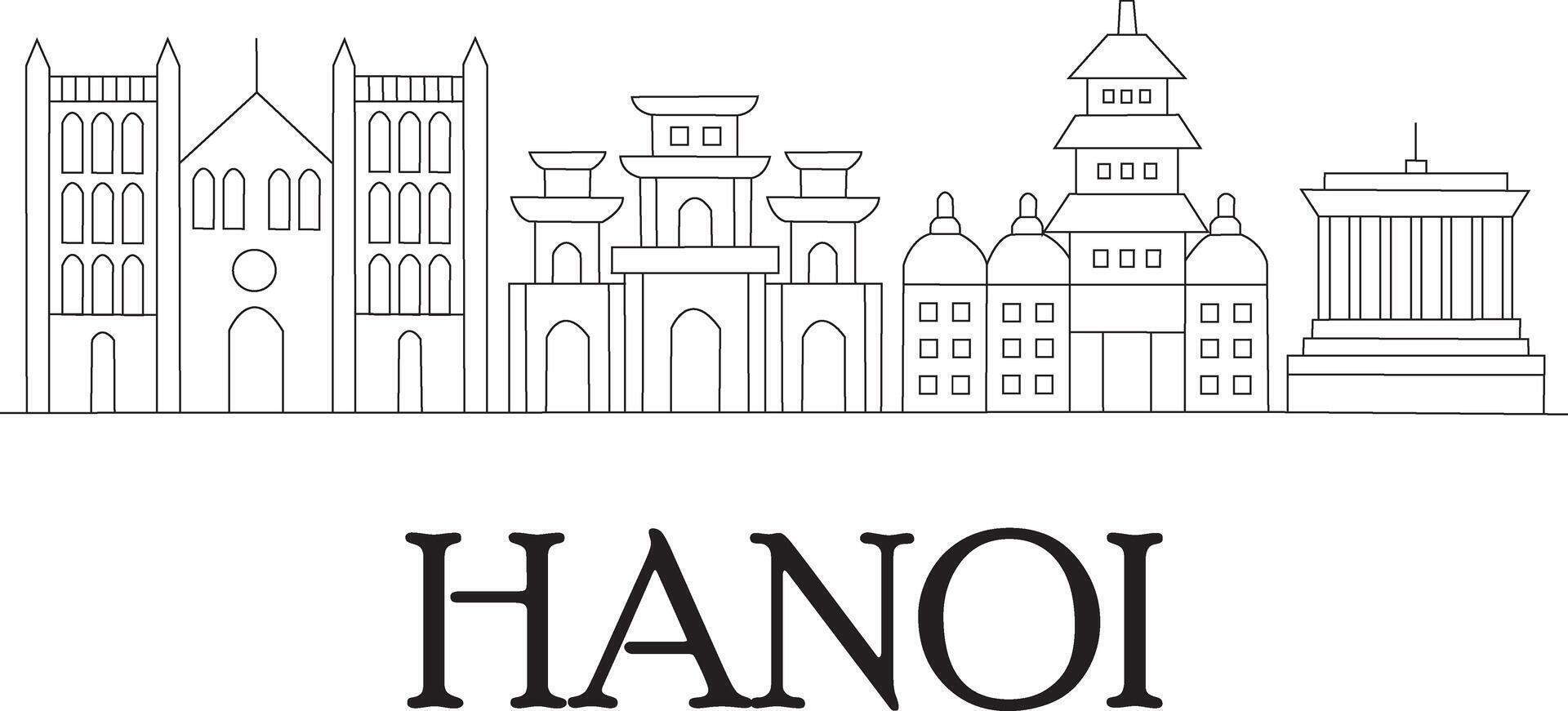 Hanoi City Free Vector Line Draw