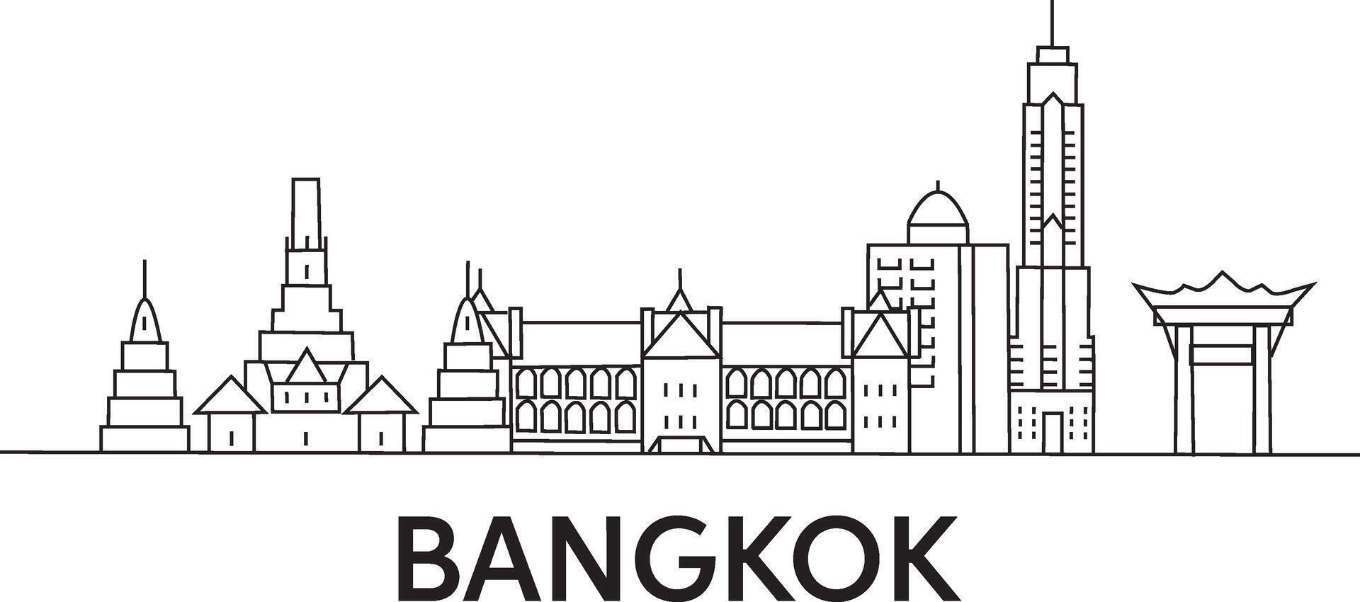 Bangkok City Line Draw Free Vector