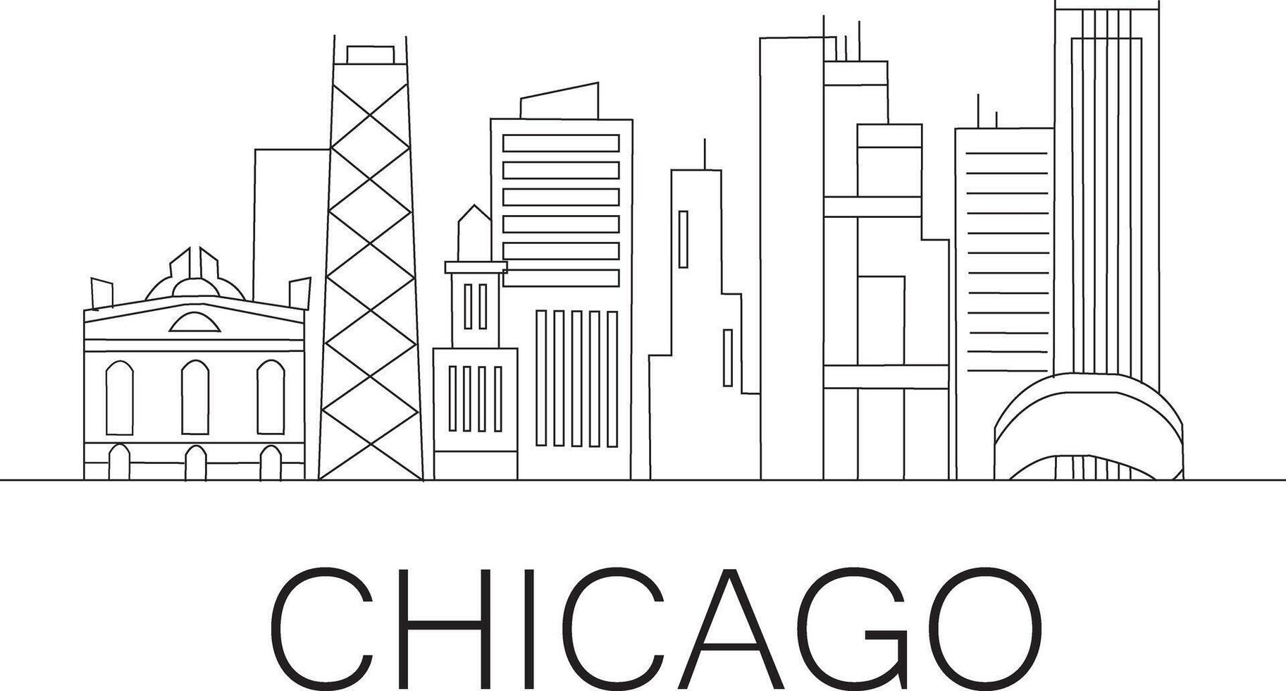 Chicago City Line Draw Free Vector