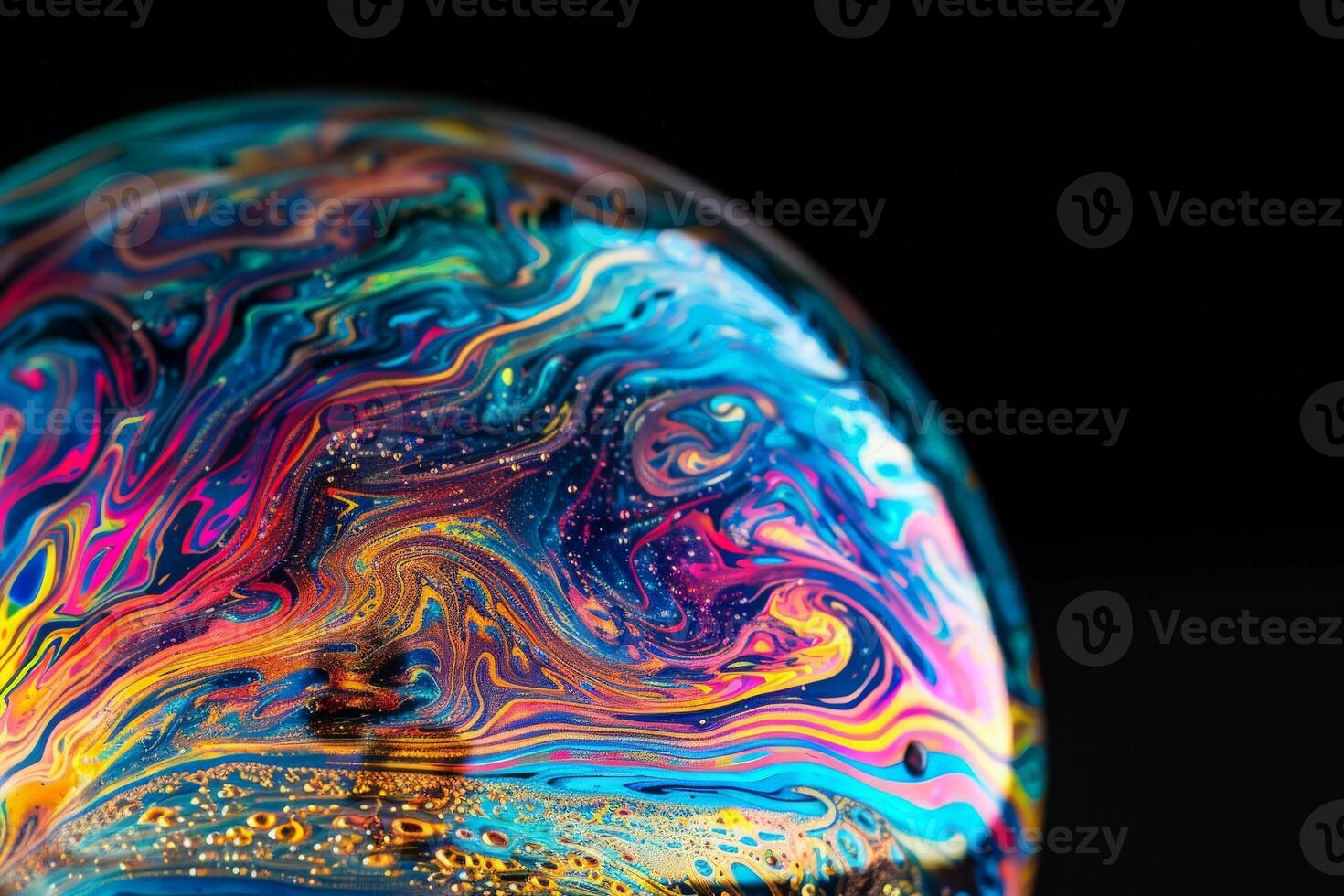 AI generated A glass ball reflecting abstract patterns, capturing the mesmerizing beauty of light and shadow on a dark backdrop. photo