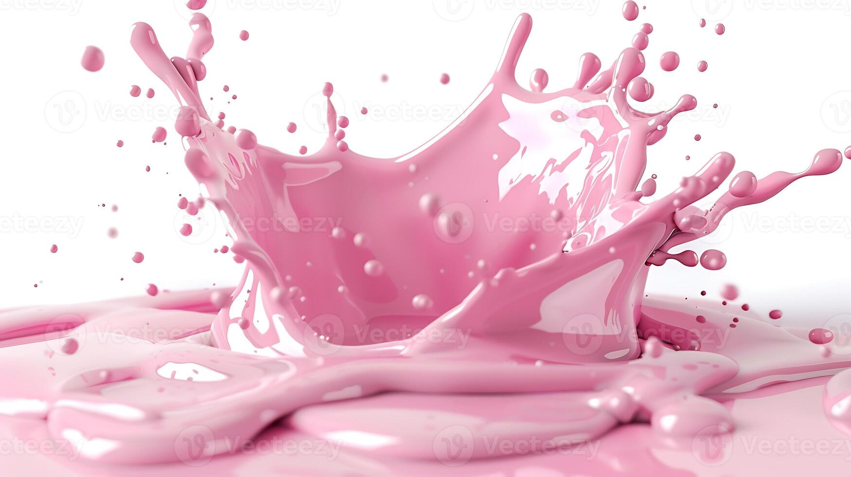 AI generated Splash of pink milk or pink cream isolated on white background photo