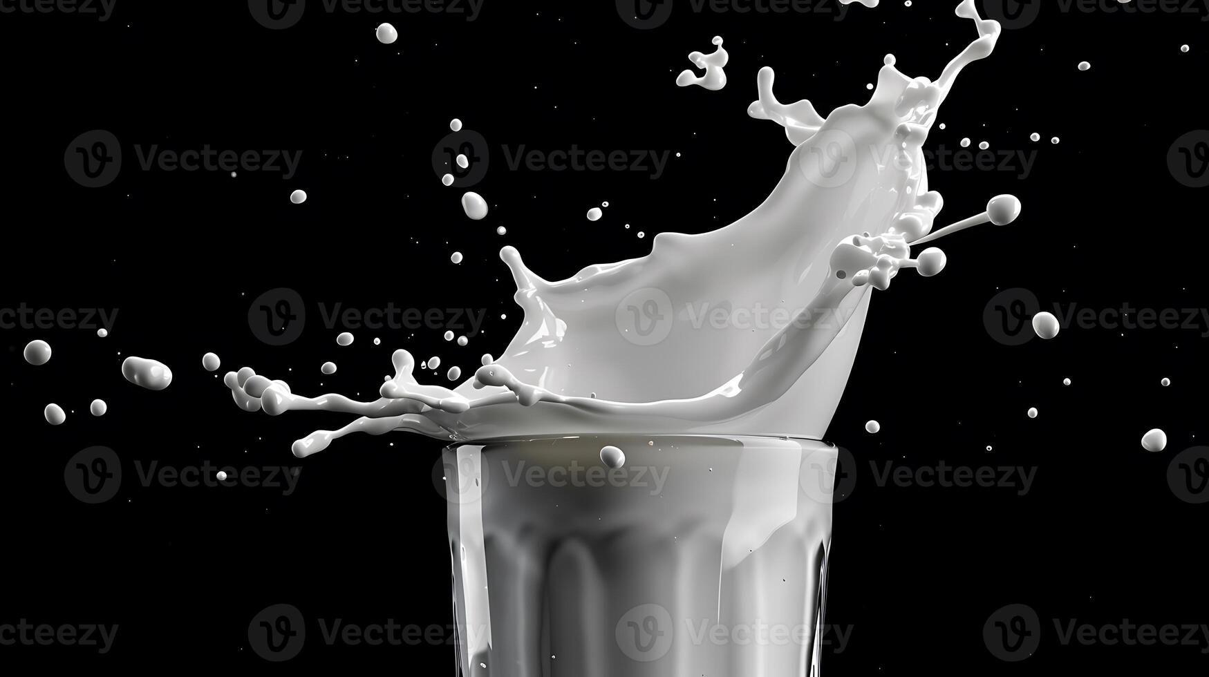 AI generated milk or white liquid splash isolated on black background photo