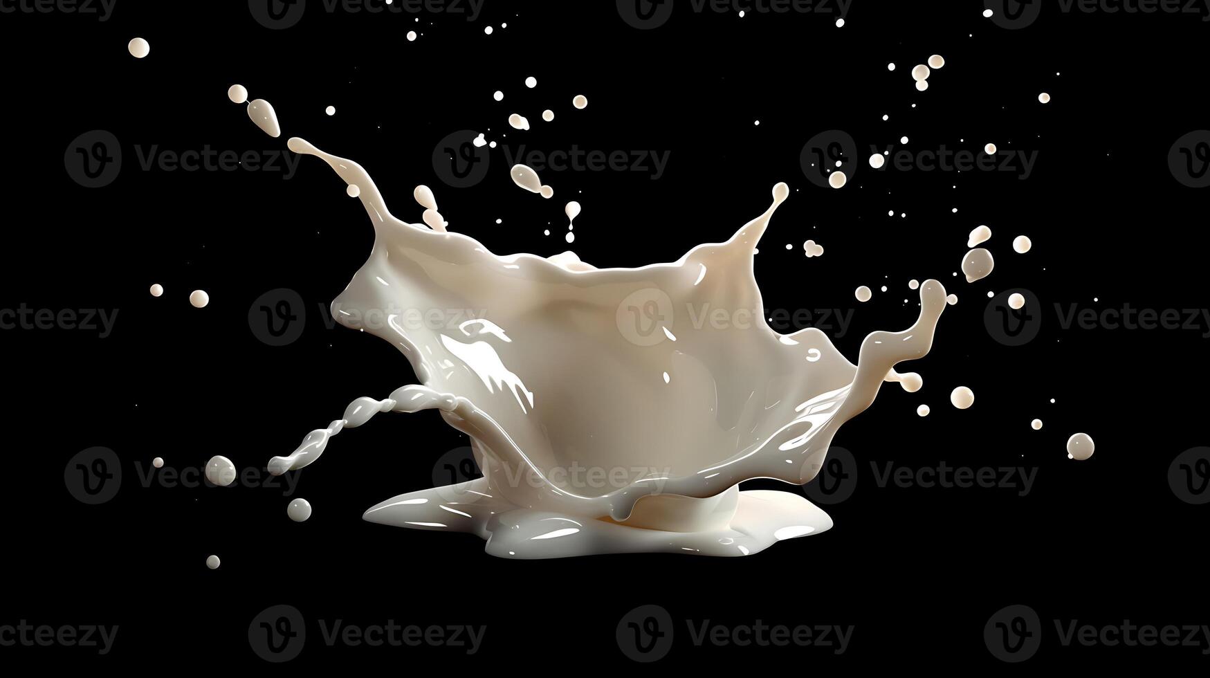 AI generated milk or white liquid splash isolated on black background photo