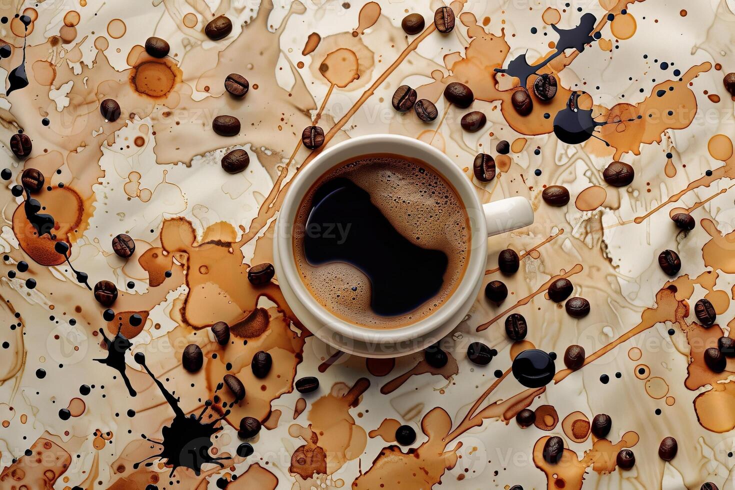 AI generated A cup of coffee elegantly sits on a wooden table, emanating a rich aroma in the soft morning light. photo