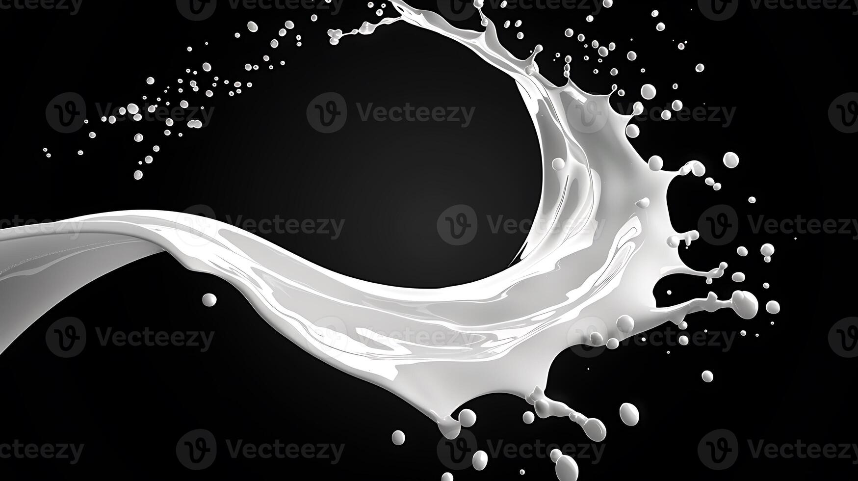 AI generated milk or white liquid splash isolated on black background photo