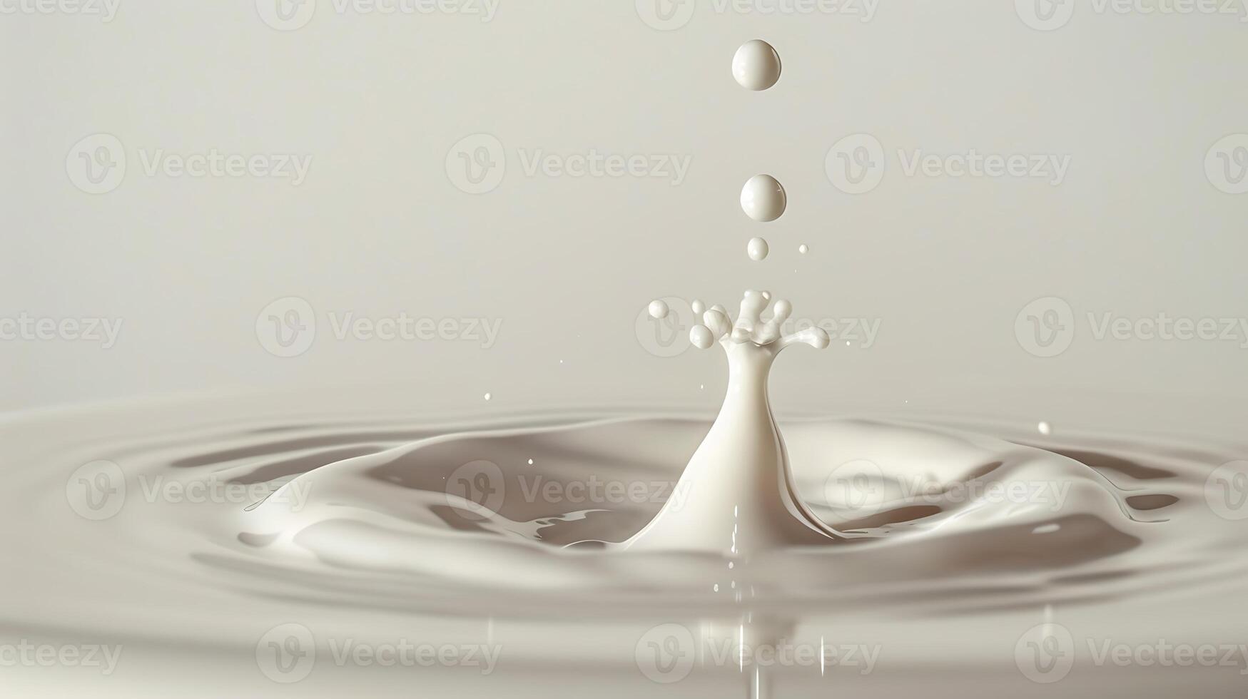 AI generated Drop falling into cream or milk photo
