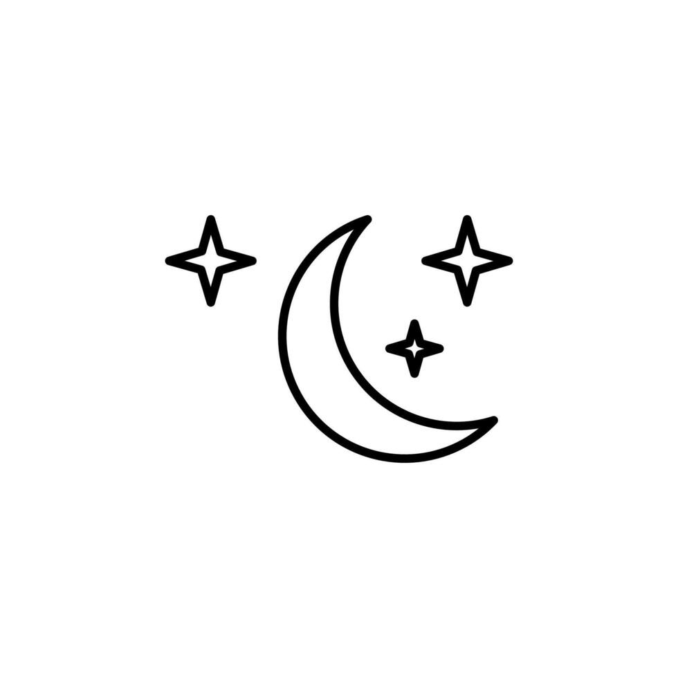 Luna icono, Luna y estrellas, creciente noche. icono en de moda estilo aislado en blanco antecedentes. sitio web pictograma. Internet símbolo para tu web sitio diseño, logo, aplicación, ui vector