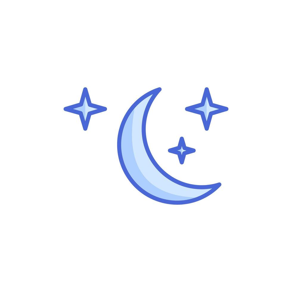 Luna icono, Luna y estrellas, creciente noche. icono en de moda estilo aislado en blanco antecedentes. sitio web pictograma. Internet símbolo para tu web sitio diseño, logo, aplicación, ui vector