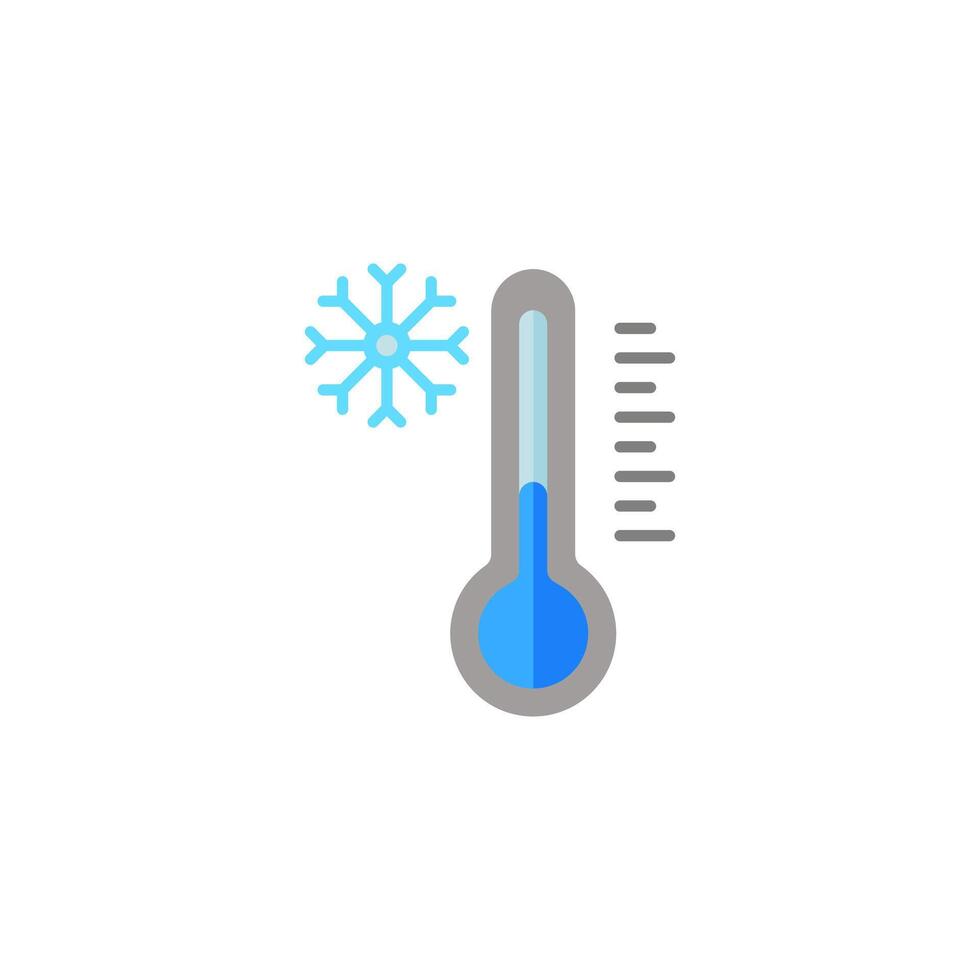 bajo termómetro temperatura icono. termómetro con copo de nieve, en blanco antecedentes. icono aislado en blanco fondo, vector