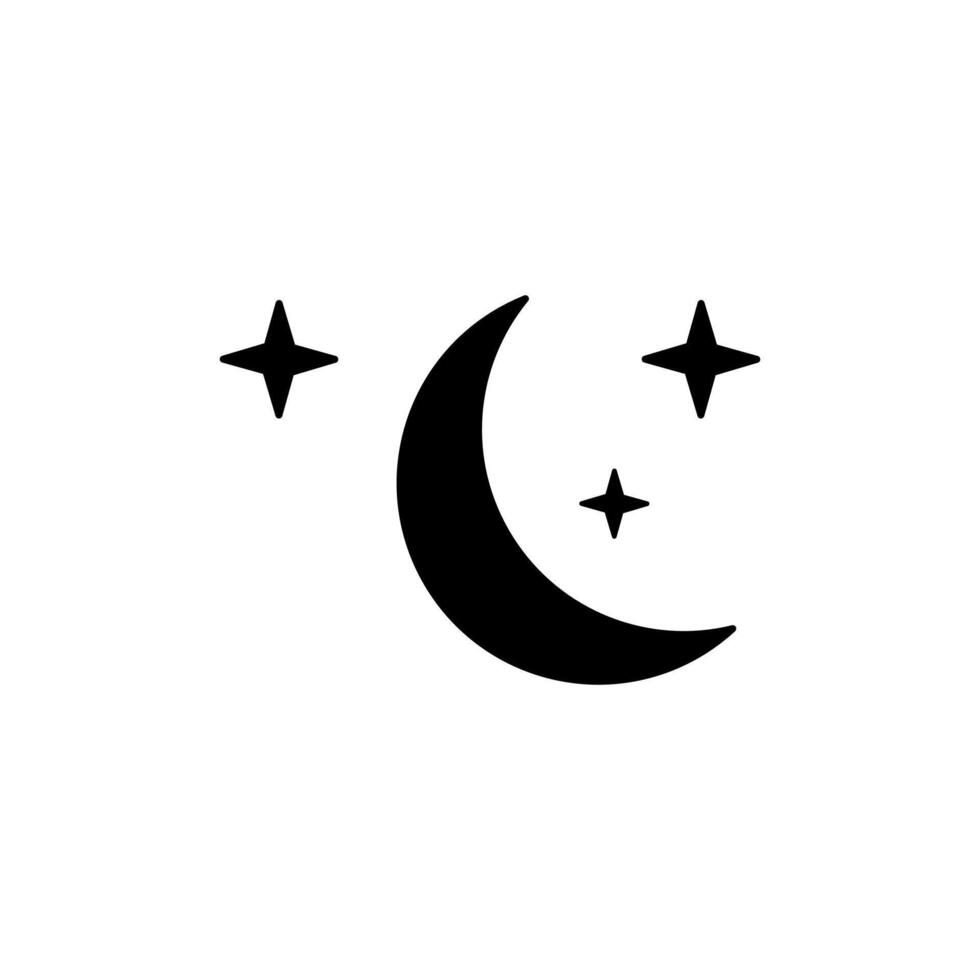 Luna icono, Luna y estrellas, creciente noche. icono en de moda estilo aislado en blanco antecedentes. sitio web pictograma. Internet símbolo para tu web sitio diseño, logo, aplicación, ui vector