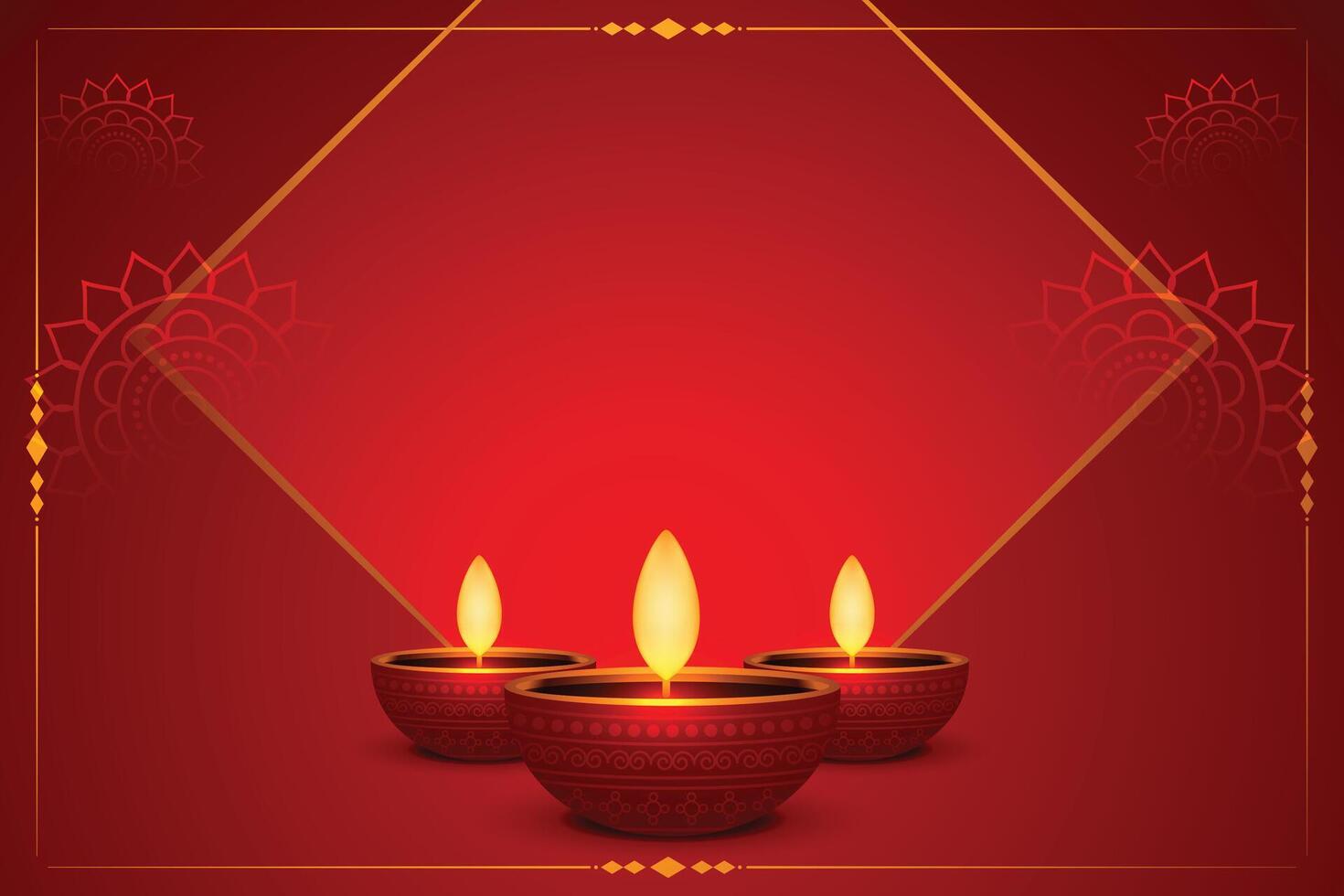 happy diwali holiday background with image or text space and lamp design vector