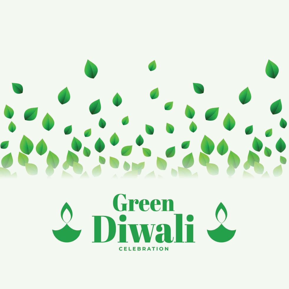 eco friendly green diwali decorative background with leaves vector illustration