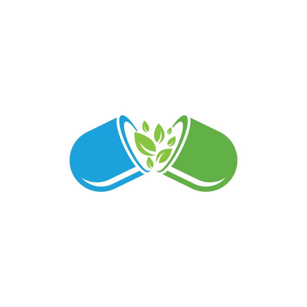 herbal capsule logo design vector