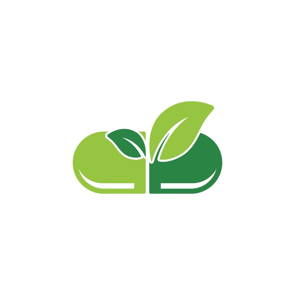 herbal capsule logo design vector