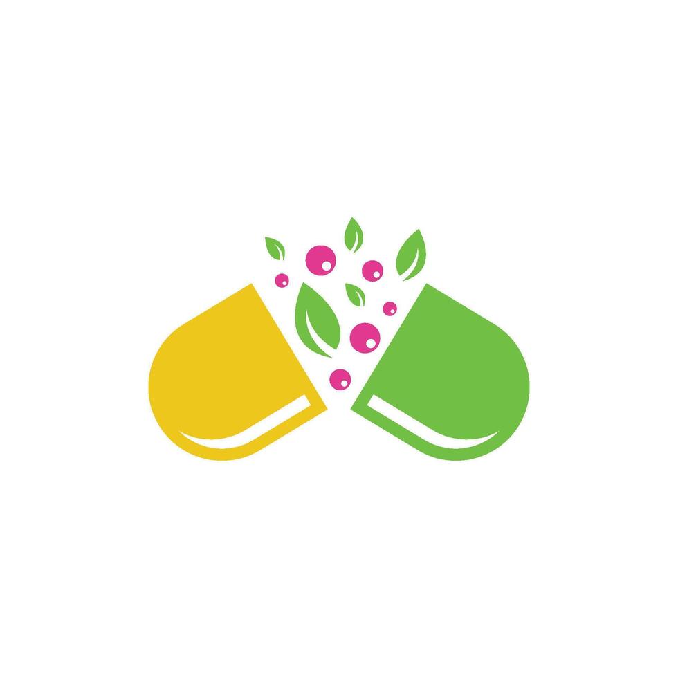 herbal capsule logo design vector