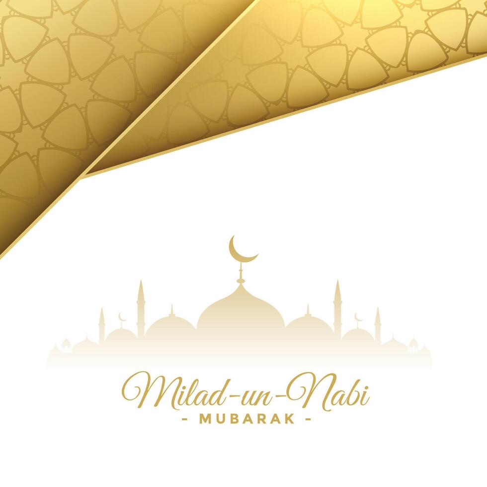 milad un nabi lovely white and gold card design vector