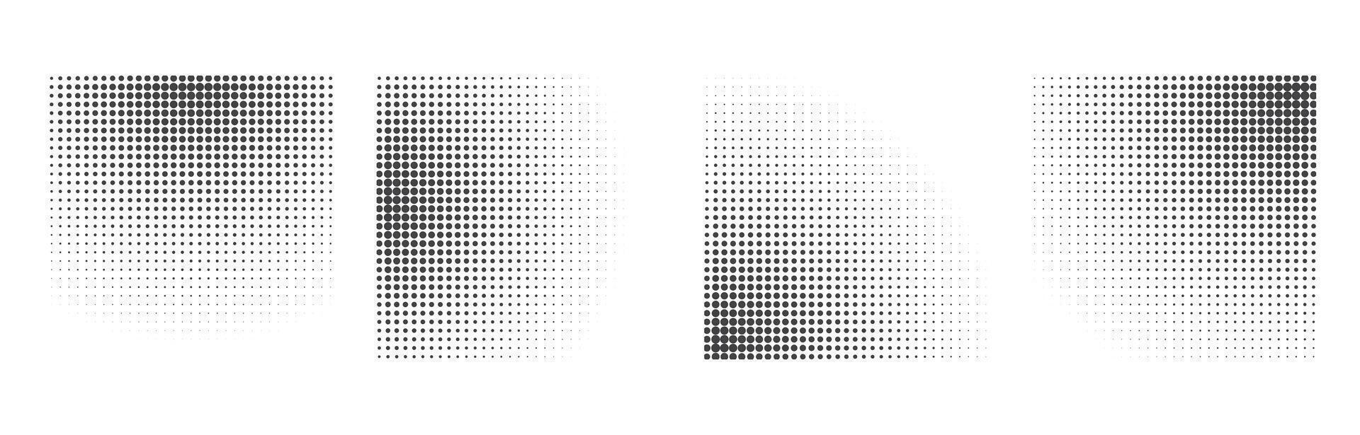 halftone radial gradient effect background set design vector