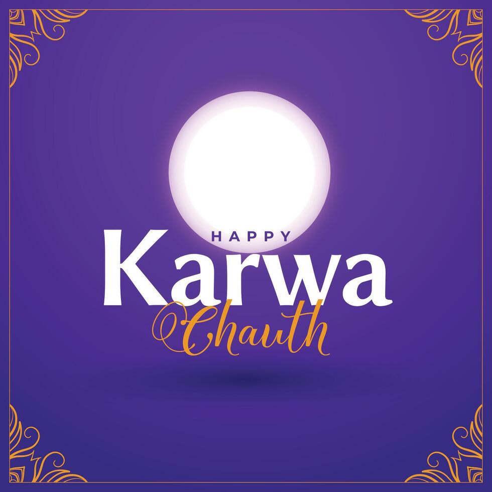 contento karwa chauth decorativo tarjeta con Luna vector