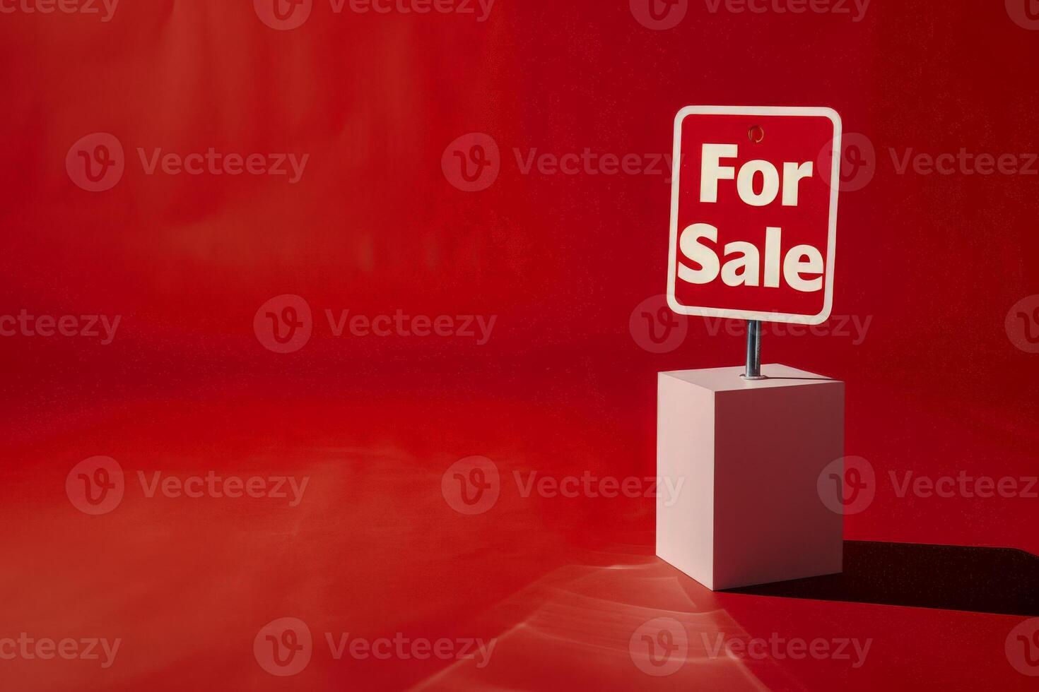 AI generated A bold Car For Sale sign rests atop a white block, signaling an opportunity for potential buyers. photo