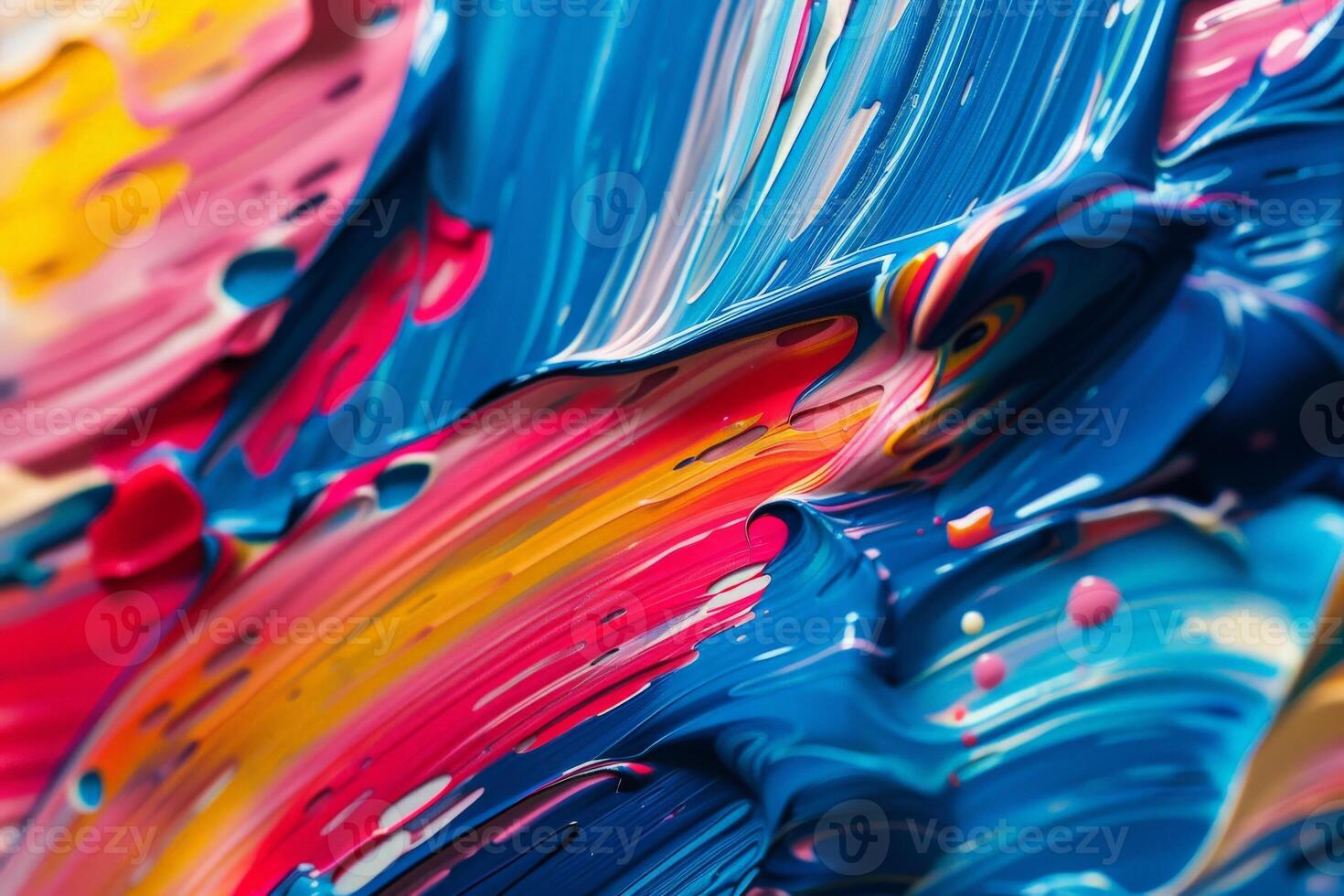 AI generated Close-up of a paintbrush showcasing various vibrant colors and textures, blending together in an abstract and artistic display. photo