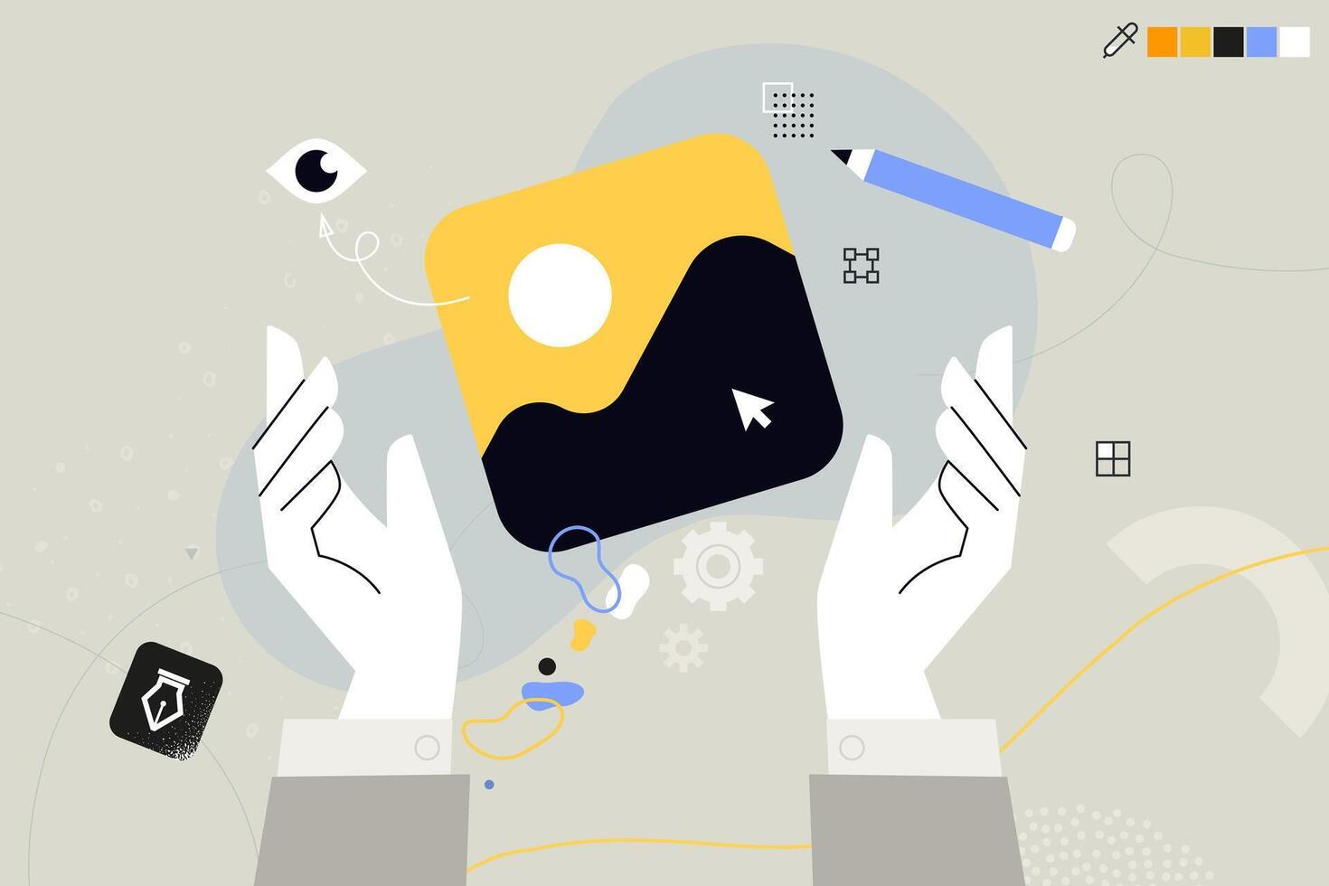 Business concept illustration. Vector illustration of photography, image, gallery. Creative concept for web banner, social media banner, business presentation, marketing material.