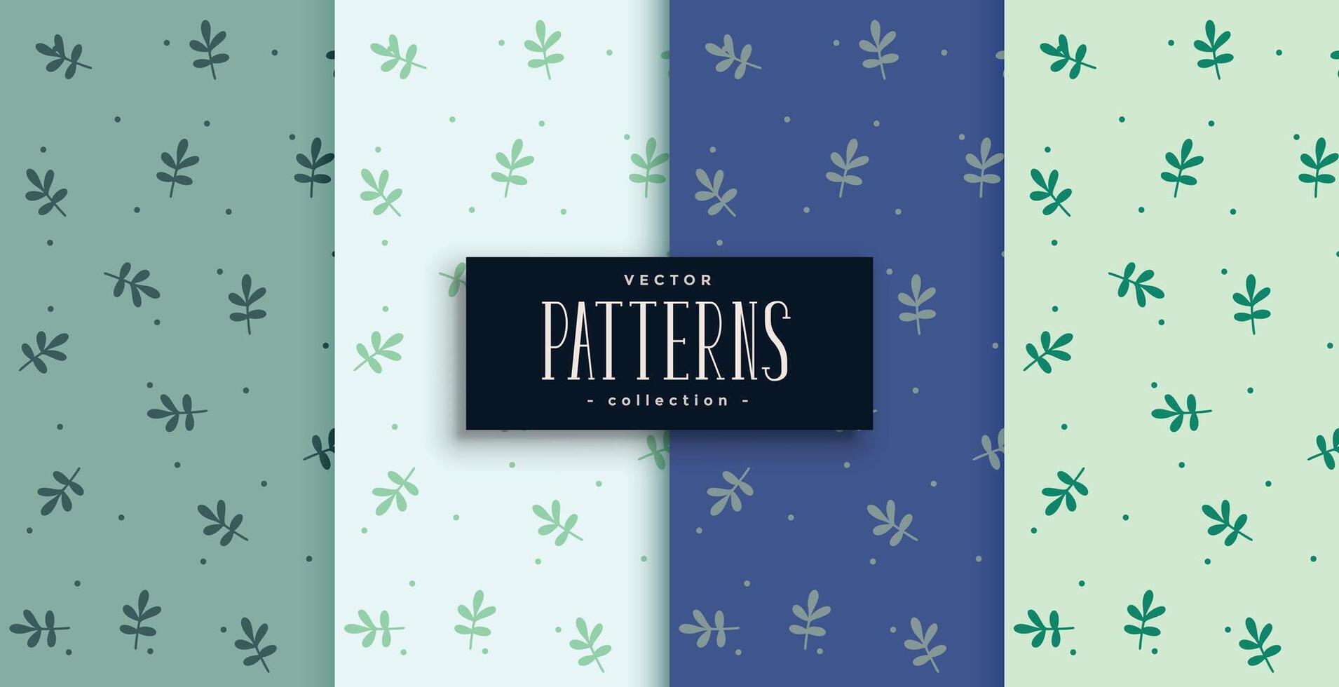 cute small leaves pattern in four color shades vector