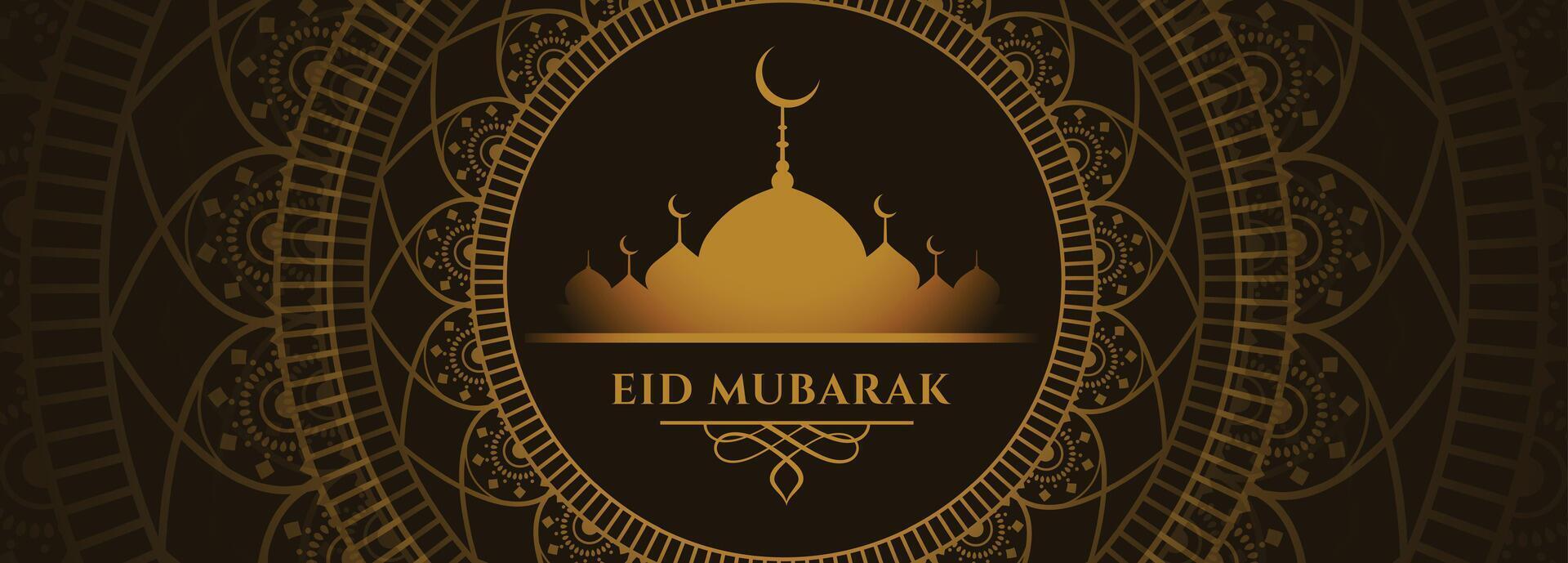 decorative eid mubarak mandala style banner design vector