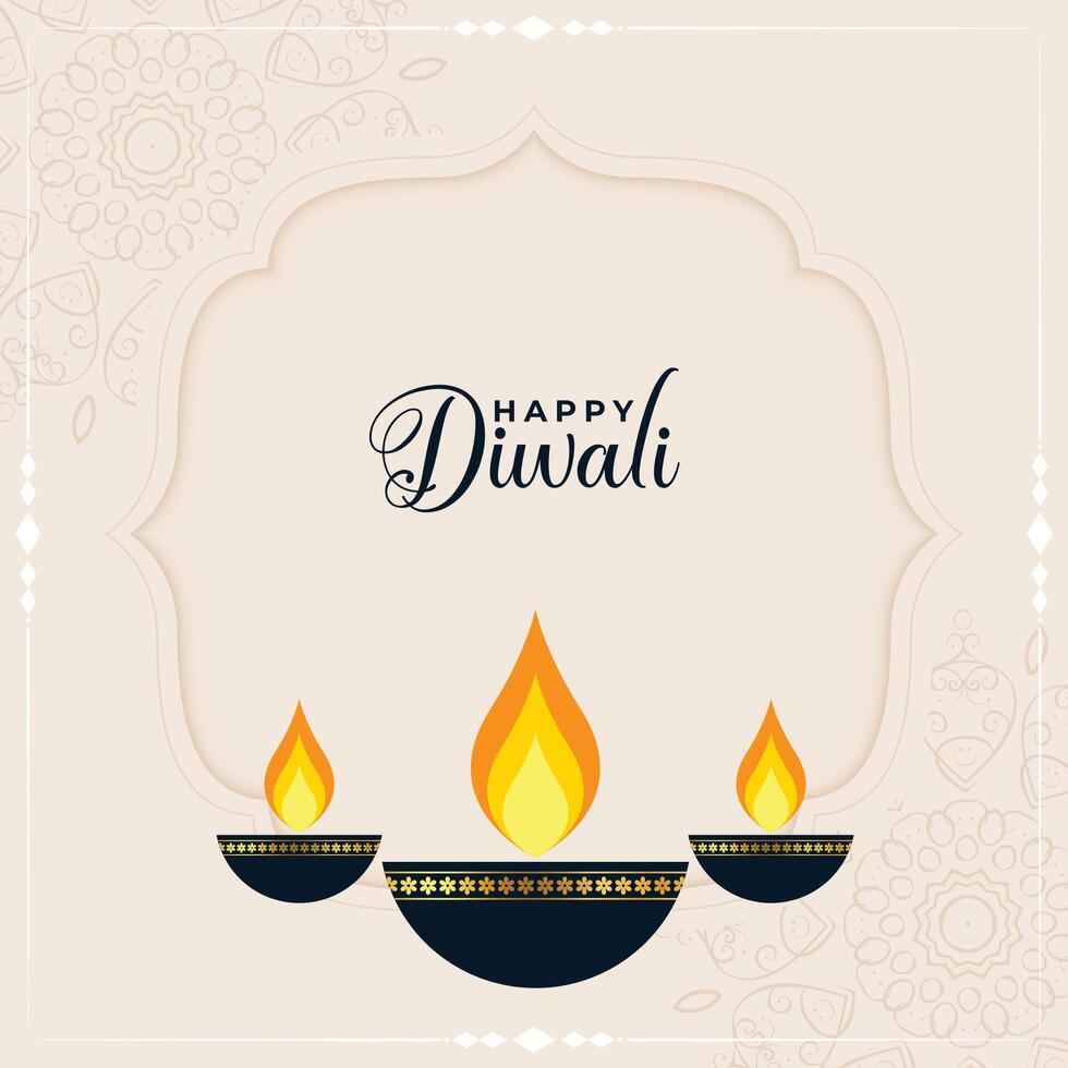 brillante diya en indio estilo deepavali póster con texto espacio vector