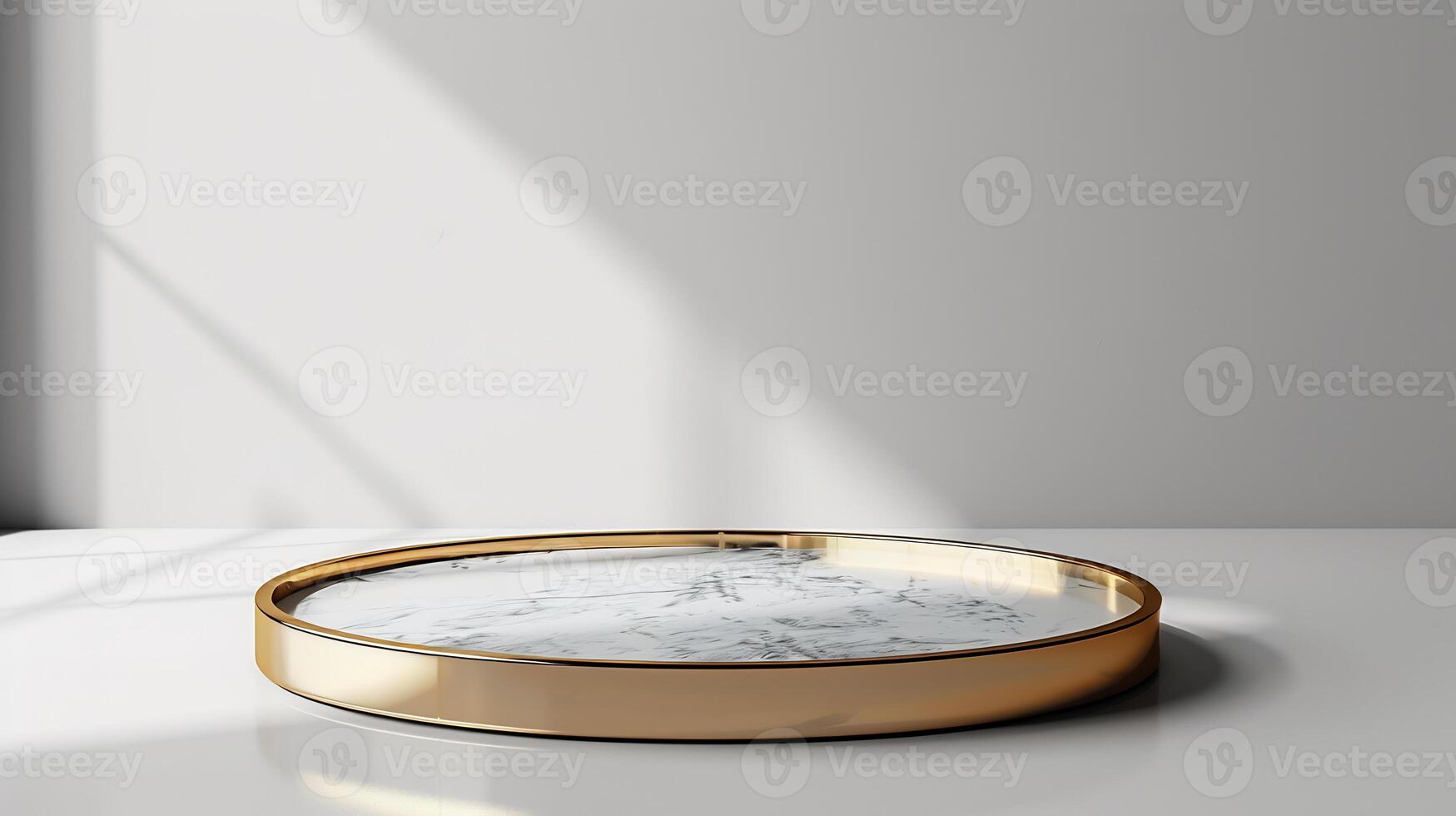 AI generated luxury white and gold product podium looks simple and elegant photo