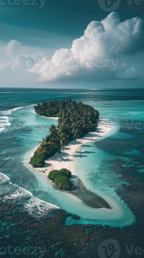 AI generated Aerial view of a beautiful tropical island in the middle of the ocean photo