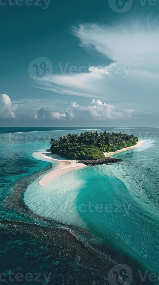 AI generated Aerial view of a beautiful tropical island in the middle of the ocean photo